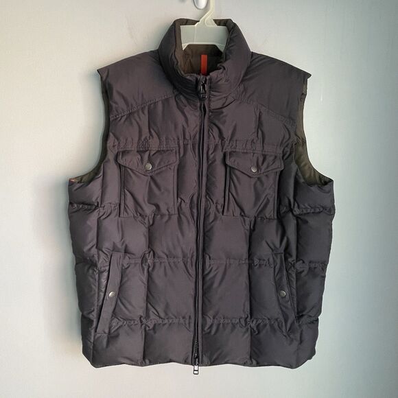 J. Crew Down Puffer Vest Men's Large Black Retractable Hood WARM Field Jacket - Picture 10 of 16